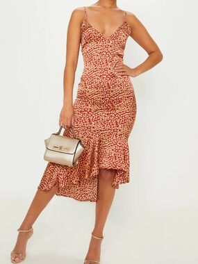 pretty little thing red leopard print dress Pretty Little Red Leopard Midi Dress Brown Leopard Red Leopard Print Dress Pretty Little Thing Pretty